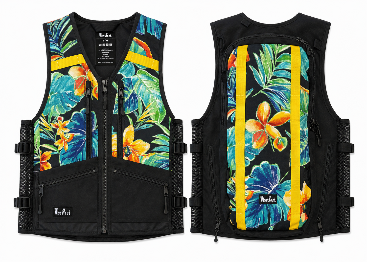 Aloha Hawaiian pattern whatvest, ski snowboard 2026-27 best winter apparel kit, backcountry skiing, sled ski, snowmo, snowmobile vest, utility vest.