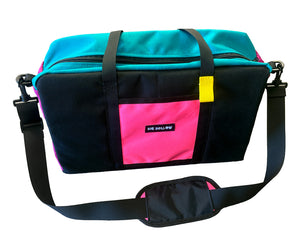 everyday tote bag, cross body bag, purse, hot pink, teal, turquoise, yellow, laptop bag