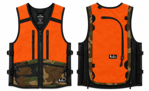 hunter orange Camo  ski snowboard backcountry utility vest, backcountry skiing snowboarding, winter 2026-2027 best winter apparel, snowboard backpack vest, snowboard vest, backcountry utility vest, snowmobile, sled neck vest, hunting vest