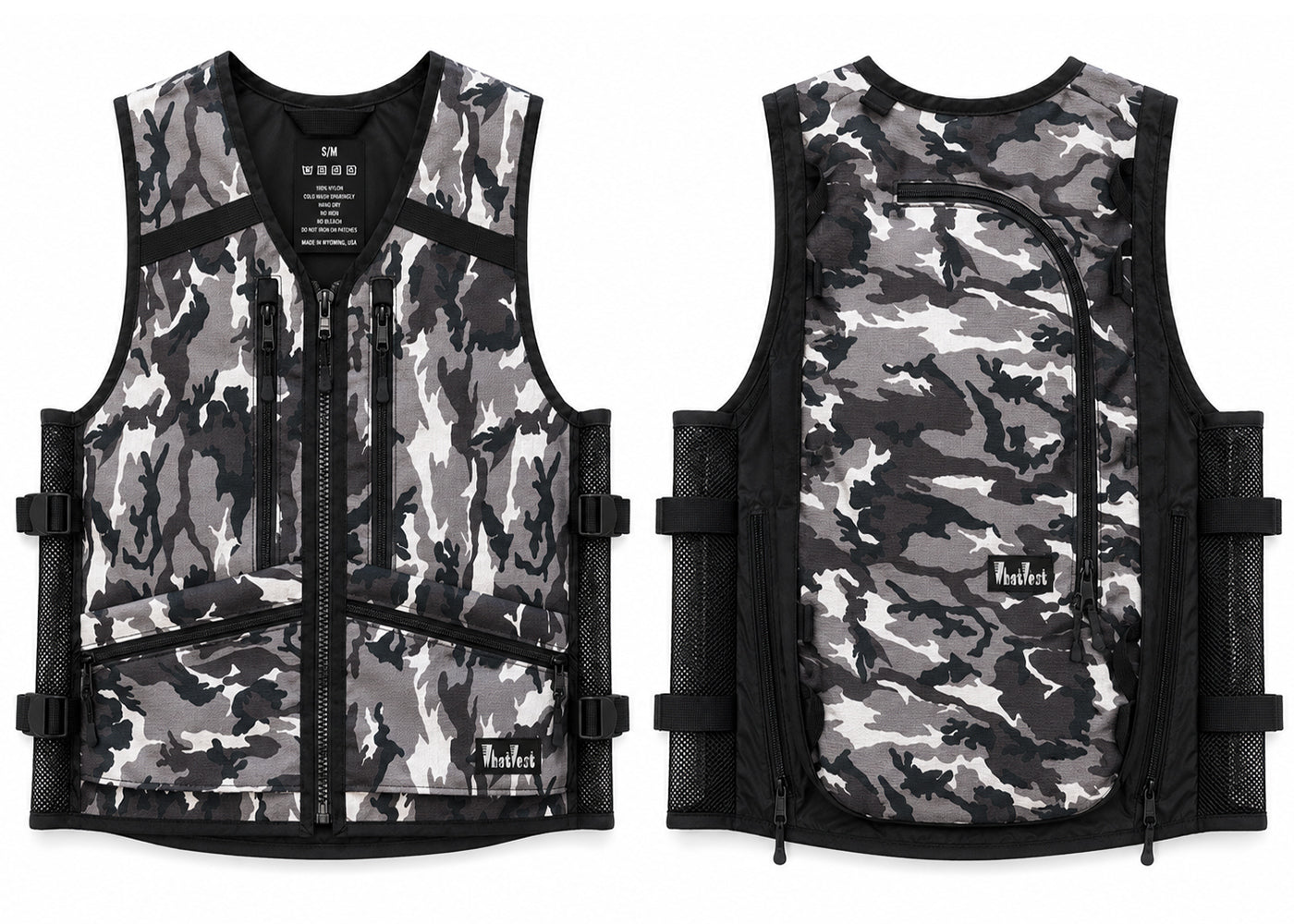 snow camo whatvest, ski snowboard backcountry utility vest, skiing snowboarding, winter 2026 best winter apparel, snowboard utility vest, side country, snowboard vest, backpack vest, snowmobile, sled neck vest, moto vest, dirt bike