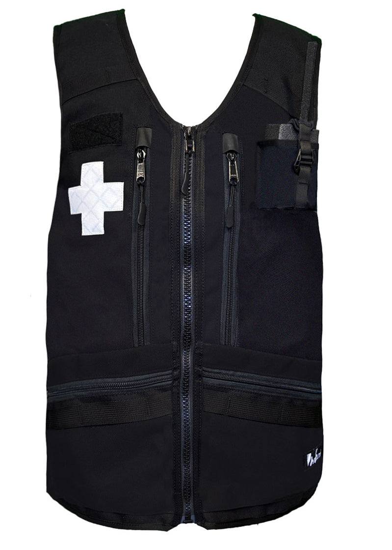 ski patrol utility vest whatvest, backcountry equipment, low profile, heavy duty, velcro crosses