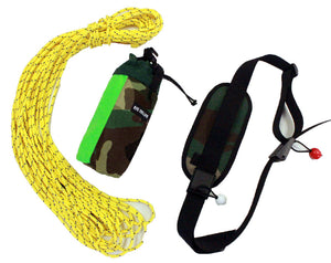 Throw bag river rafting, kayak, river safety, 60 feet rope, black, camo