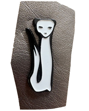 white and black ermine weasel enamel hat pin, 2026 olympics mascot