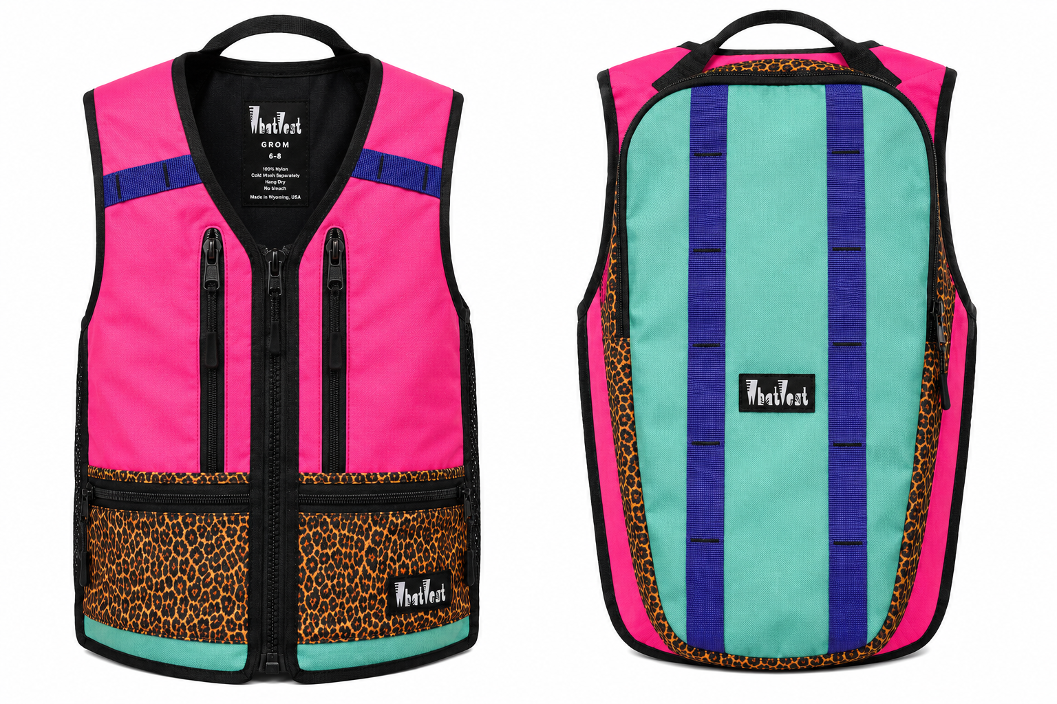girls children kids whatvest hot pink turquoise backpack vest
