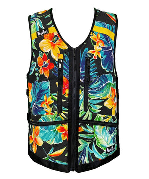 Aloha Hawaiian pattern whatvest, ski snowboard 2024-2025 best winter apparel kit, backcountry skiing, sled ski, snowmo, snowmobile vest, utility vest.