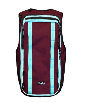 burgundy maroon turquoise full send whatvest, backpack vest