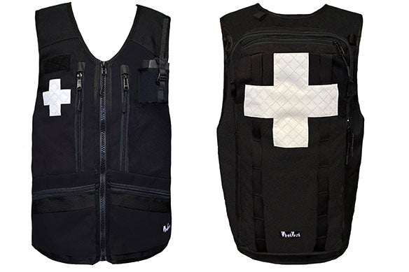 ski patrol utility vest whatvest, backcountry equipment, low profile, heavy duty, velcro crosses