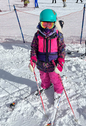 kids ski vest, children's snowboard vest backpack, whatvest, pink purple girls
