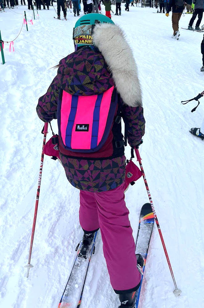 kids ski vest, children's snowboard vest backpack, whatvest, pink purple girls