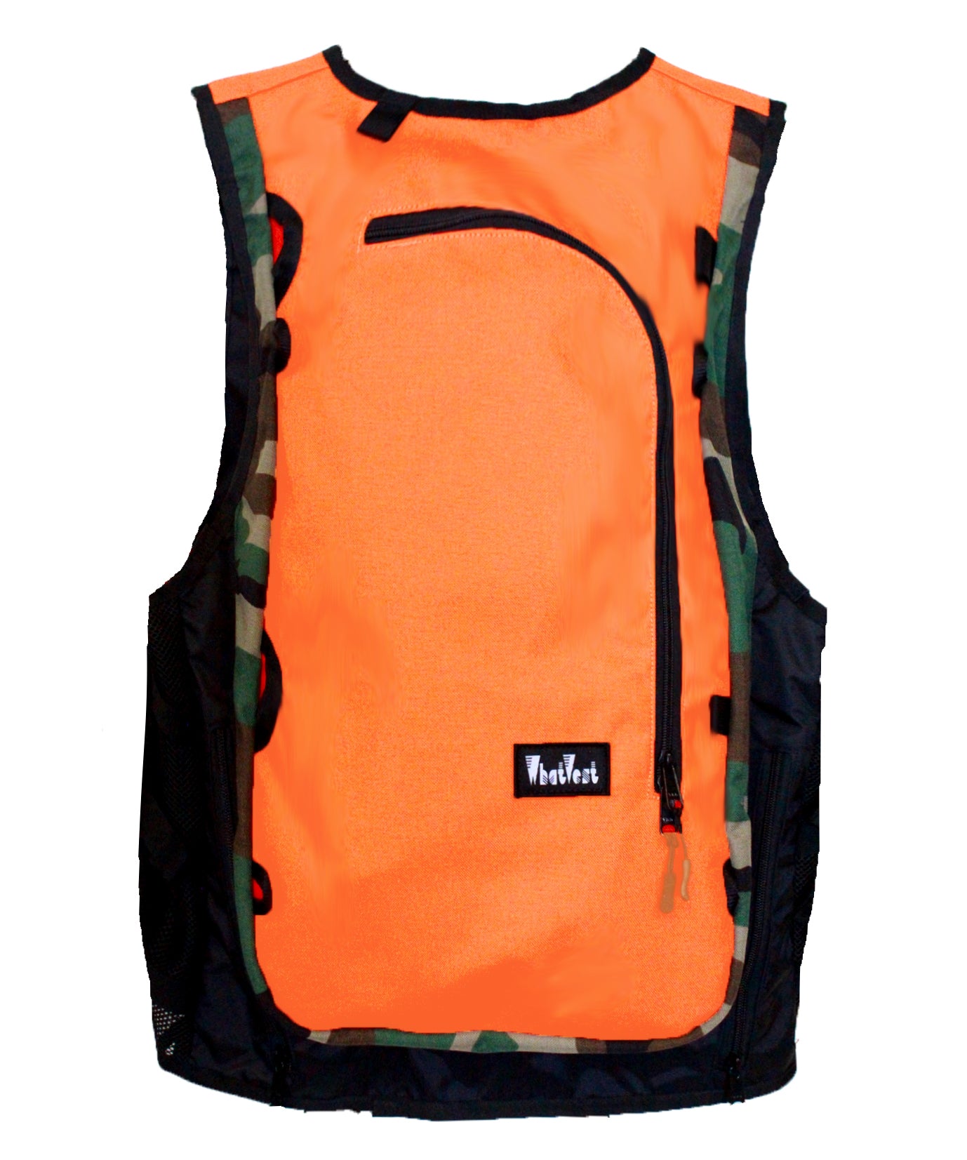 hunter orange Camo  ski snowboard backcountry utility vest, backcountry skiing snowboarding, winter 2024 best winter apparel, snowboard utility vest, whatvest, snowboard vest, backcountry utility vest, snowmobile, sled neck vest, beacon, shovel probe, safety vest, big mountain freeskiing, hunting vest, bird, pheasant, deer, elk