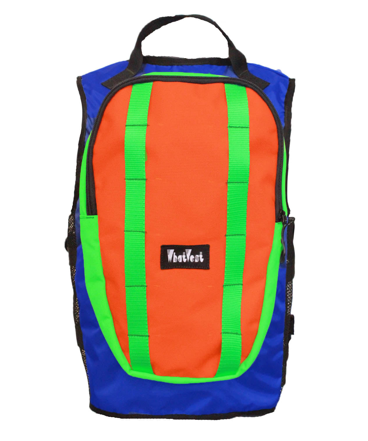 kids ski vest, children's snowboard vest backpack, whatvest, child skiing apparel blue orange