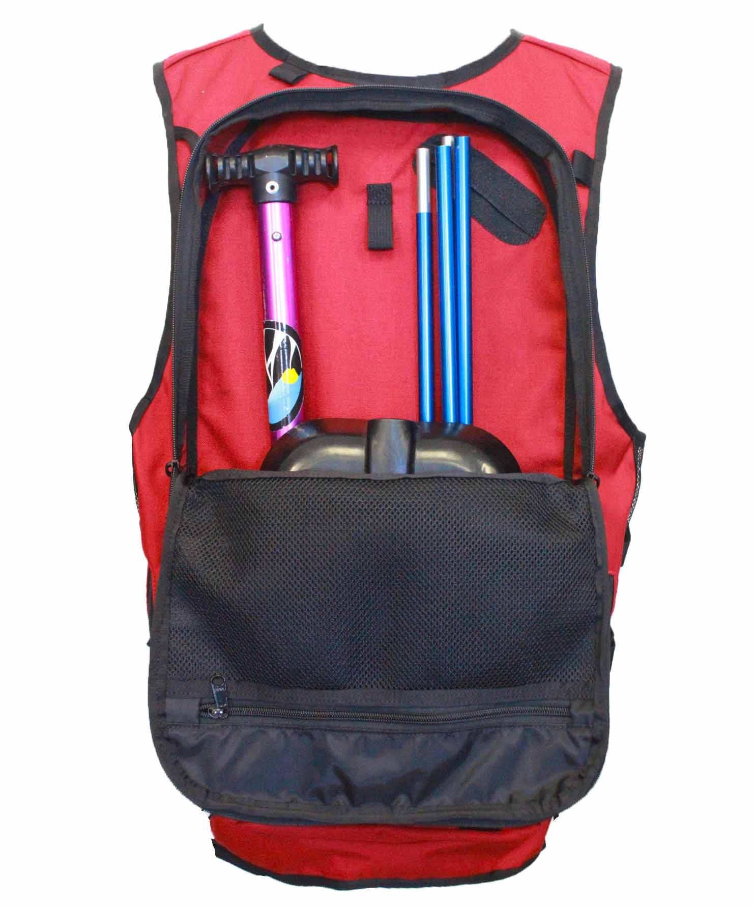 ski patrol utility vest, NSP national ski patrol avalanche safety vest, handmade, made in Wyoming, whatvest, red, radio holster, work, mountain operations