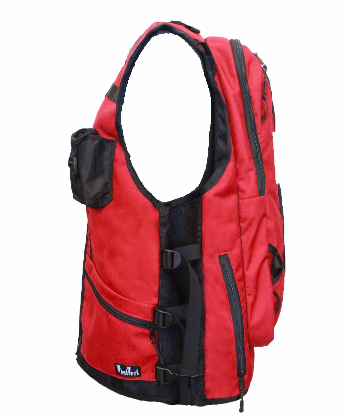 ski patrol utility vest, NSP national ski patrol avalanche safety vest, handmade, made in Wyoming, whatvest, red, radio holster, work, mountain operations